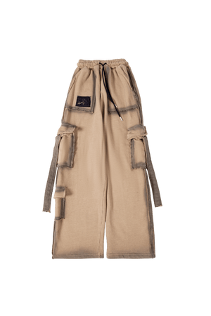 Beige Spray Fade Logo Cargo