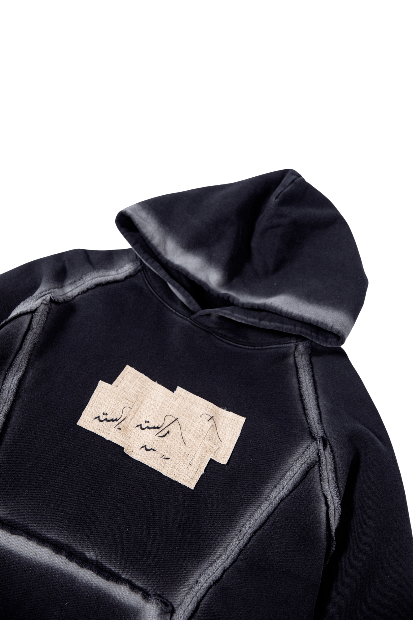 Black Acid Wash Spray Fade Hoodie - Main Image