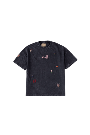 “Nishaan” acid-wash embroidered T-shirt