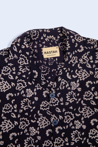 Dark Brown Ajrak Panel Shirt