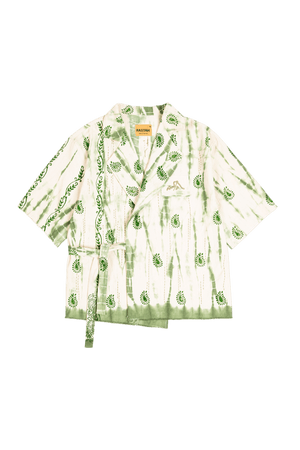 "Verdant haze" artisan wrap kimono