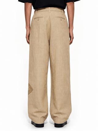 Cream Khadar Pleated Pant