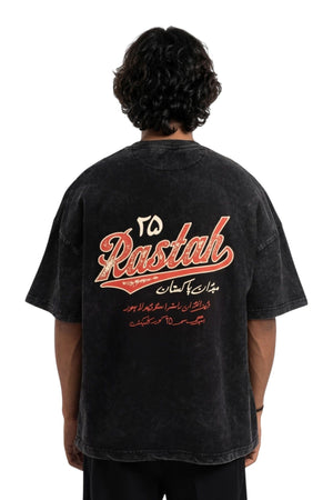 Black Acid Wash Made In Pak T Shirt (V5)