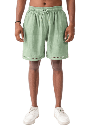 Green khaddar shorts