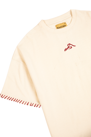 "Crimson stitch" artisan T-shirt