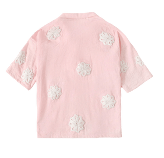 Hand-Embroidered pink button-down