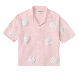 Hand-Embroidered pink button-down