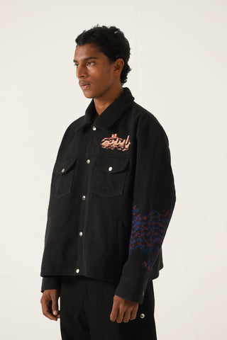 "JAWS " HANDWOVEN PRINTED JACKET