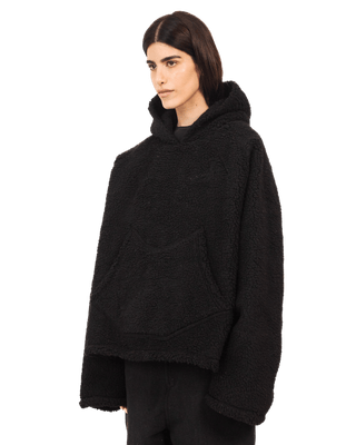 BLACK SHERPA HOODIE