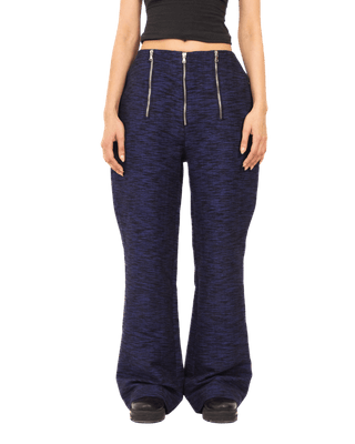 BLUE KHADDAR ZIPPER PANTS