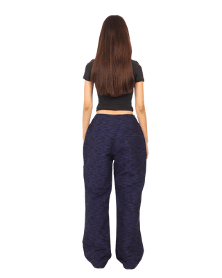 BLUE KHADDAR ZIPPER PANTS