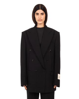 FRAYED BLACK KHADDAR BLAZER