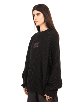 BLACK KNIT JACQUARD SWEATER