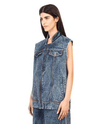 BLUE ACID WASH DENIM VEST