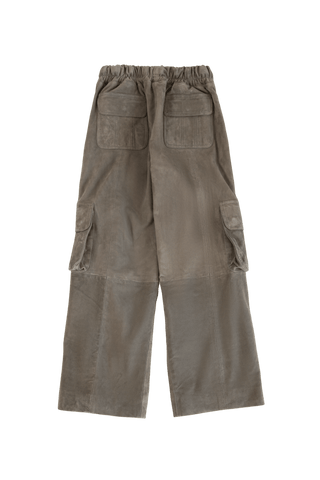 ASH GREY SUEDE CARGO PANTS