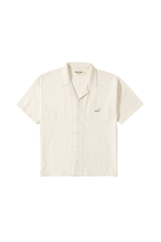 beige handwoven button down