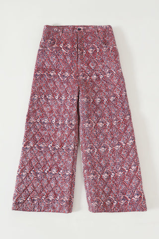 "HAVELI" QUILTED SILK BLOCKPRINT SWEATPANTS