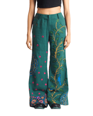 "PEACOCK GARDEN" BLOCKPRINT KHADDAR PANTS