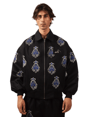 Dastak indigo block print bomber