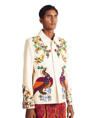 "PAINTED BIRD" SILK JACKET