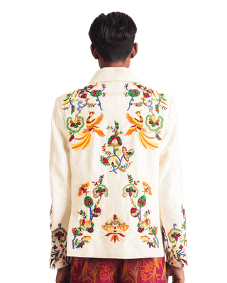 "PAINTED BIRD" SILK JACKET