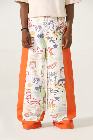 "LIFE IS A DOODLE" PRINTED TROUSERS