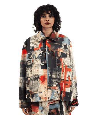 "Ethereal Loop" Abstract Printed Coach Jacket