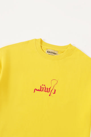 "azaadi" printed mustard t shirt