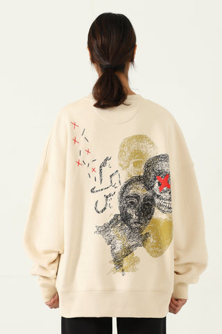 "hum ak hain" printed artwork beige sweatshirt