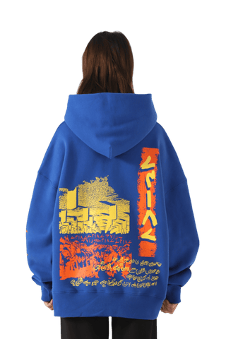 "Remembrance" royal blue printed hoodie