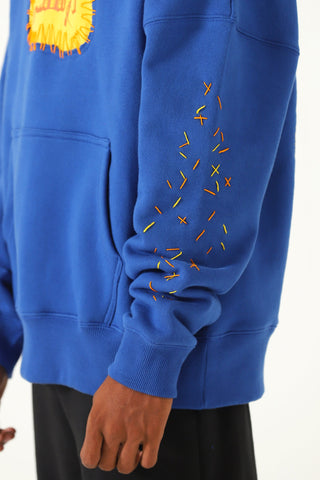 "remembrance" royal blue printed hoodie