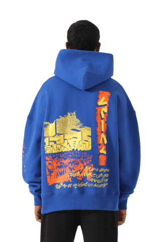 "Remembrance" royal blue printed hoodie