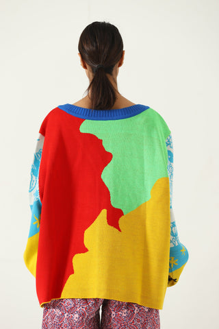"am i free" knit abstract cardigan