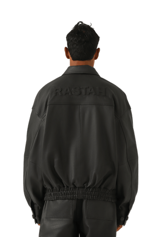 "95" OVERSIZED LEATHER EMBOSS JACKET