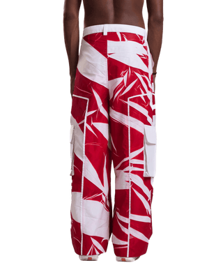 "Crimson Vortex" Abstract Printed Nylon Pants