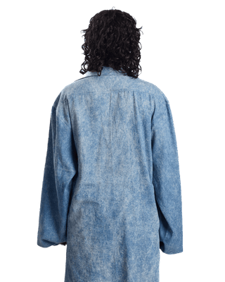 "Ocean Waves" Flared Acid Wash Denim Shirt