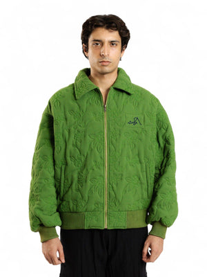 "95" botanical quilted bomber jacket