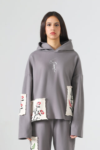 BLOCKPRINT CHARCOAL HOODIE