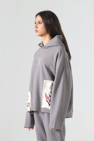 BLOCKPRINT CHARCOAL HOODIE