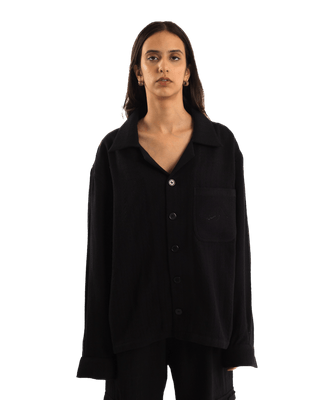 HANDWOVEN BLACK DOBBY SHIRT