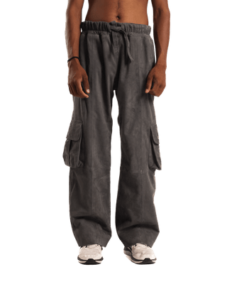 ASH GREY SUEDE CARGO PANTS