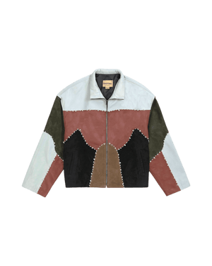 "Opus" panel leather jacket