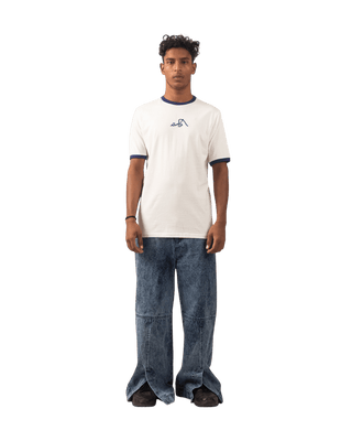 NAVY REGULAR FIT EMBROIDERED LOGO T SHIRT