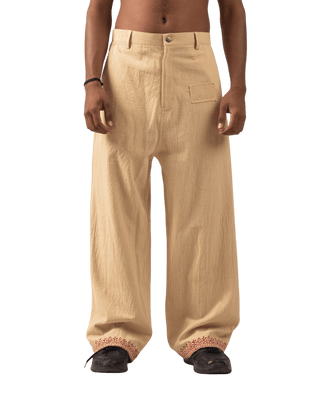 KHAKI BLOCK PRINT  KHADDAR TROUSER