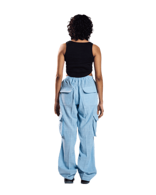 SKY BLUE KHADDAR CARGO PANTS