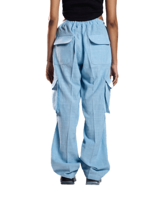 SKY BLUE KHADDAR CARGO PANTS