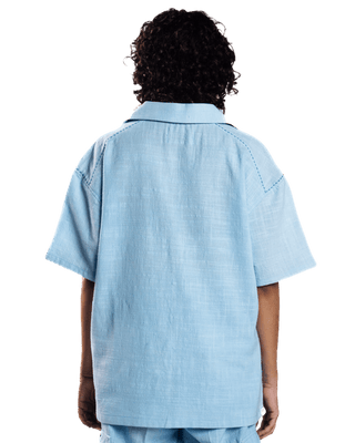 SKY BLUE HANDWOVEN BUTTON DOWN