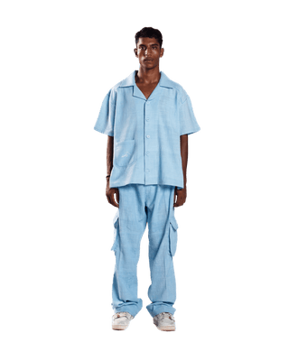 SKY BLUE HANDWOVEN BUTTON DOWN