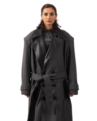 ASH GREY  WOOL TRENCH COAT