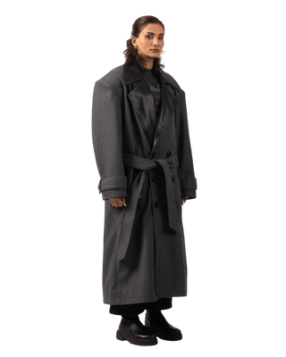 ASH GREY  WOOL TRENCH COAT